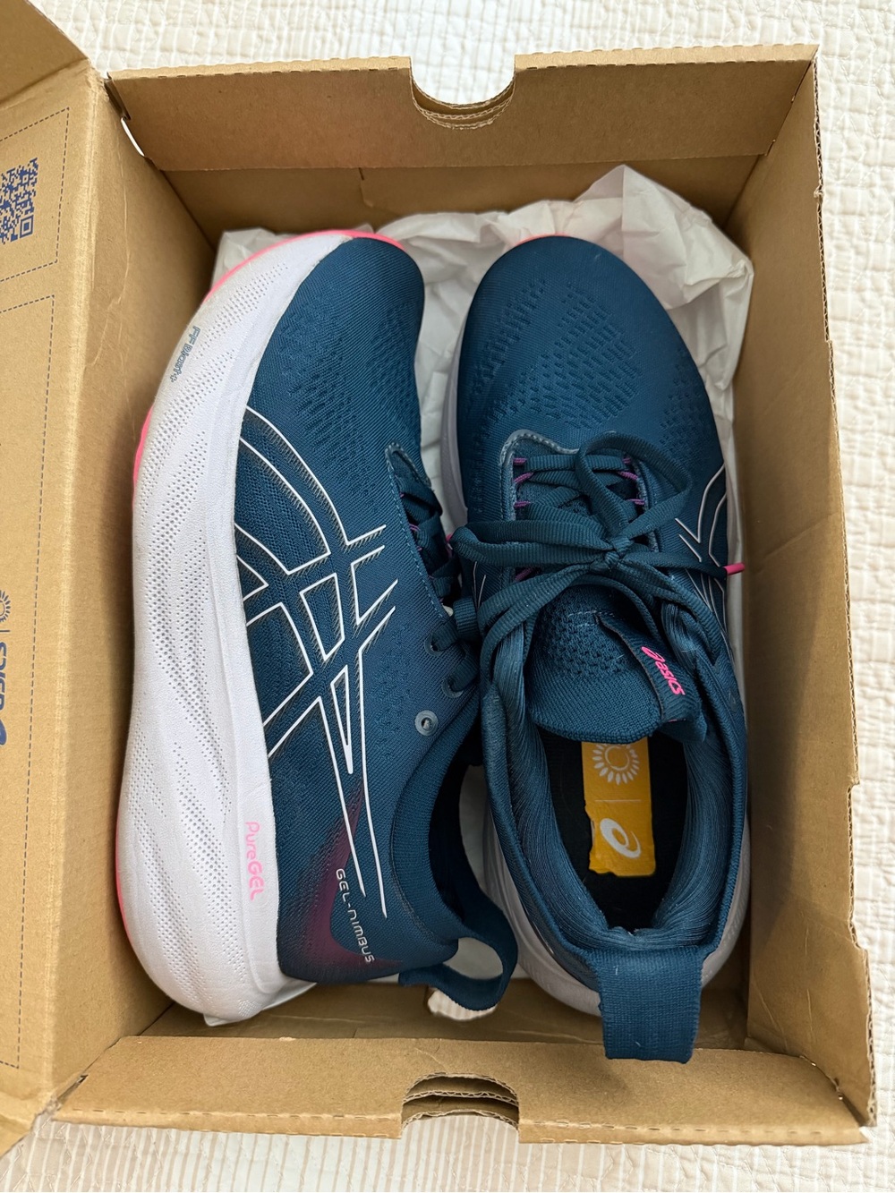 Asics Women's Athletic Running Shoes in Teal with Pink Accents